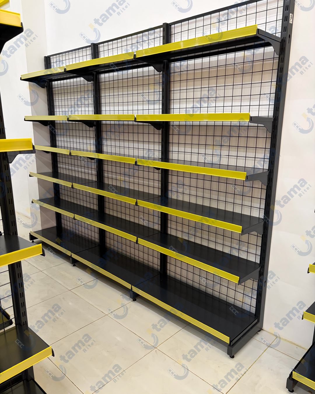 Rak Gondola Hitam Pricetag Kuning